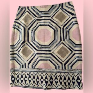 LOFT Pink, Blue and  Brown Embellished Pencil Skirt!  Great condition!